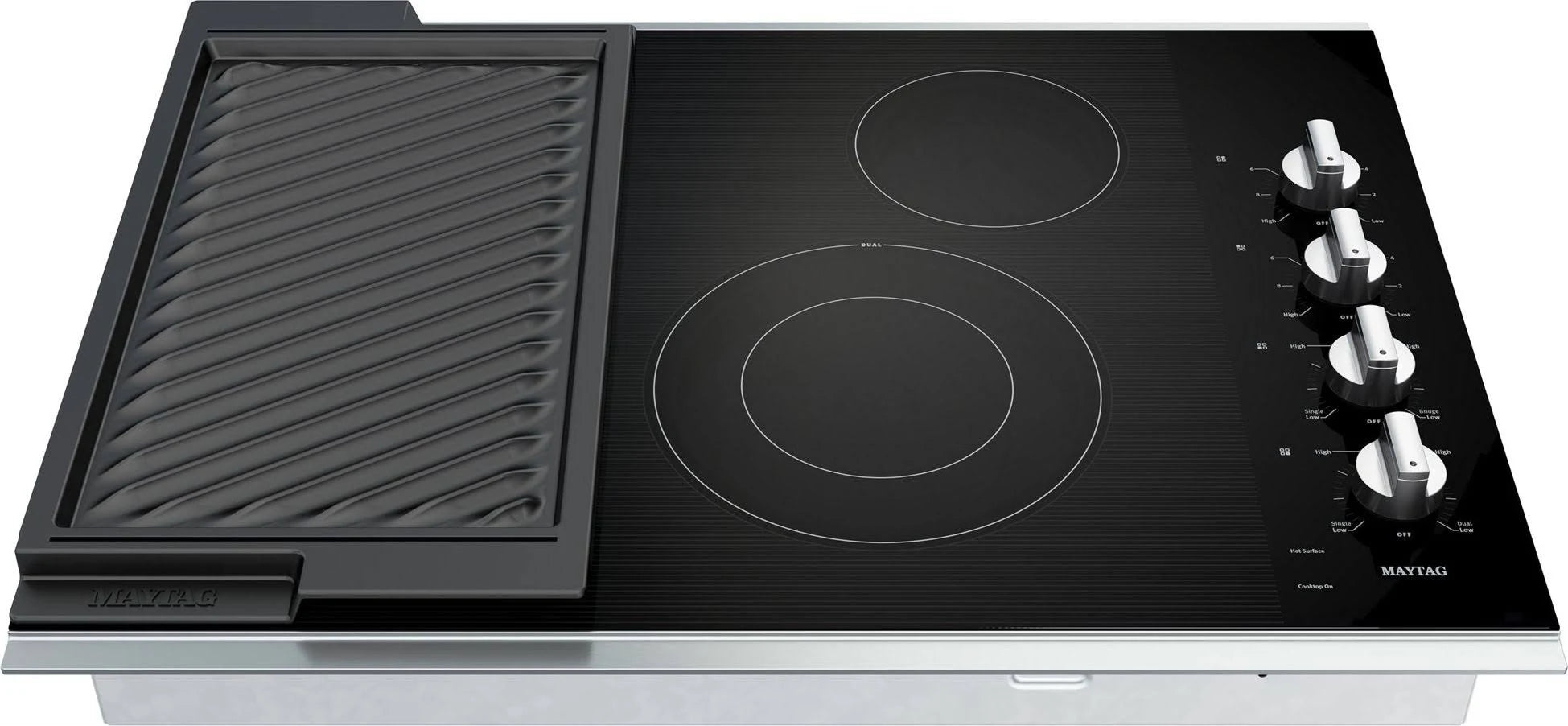 30-Inch Electric Cooktop with Reversible Grill and Griddle Stainless Steel F2837