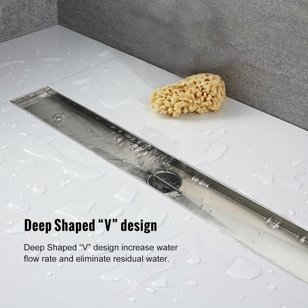 Brushed 304 Stainless Steel Linear Shower Drain 36 inch with Hair Catcher, Pack of 2 B44018