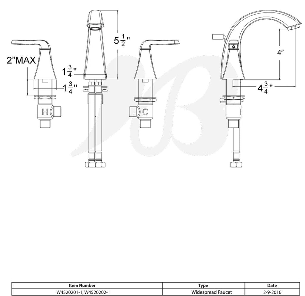 Chrome Two Handle 8 Widespread Faucet Z8315