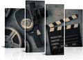 4 Pieces Black and White Film Reels Canvas Wall Art L36732