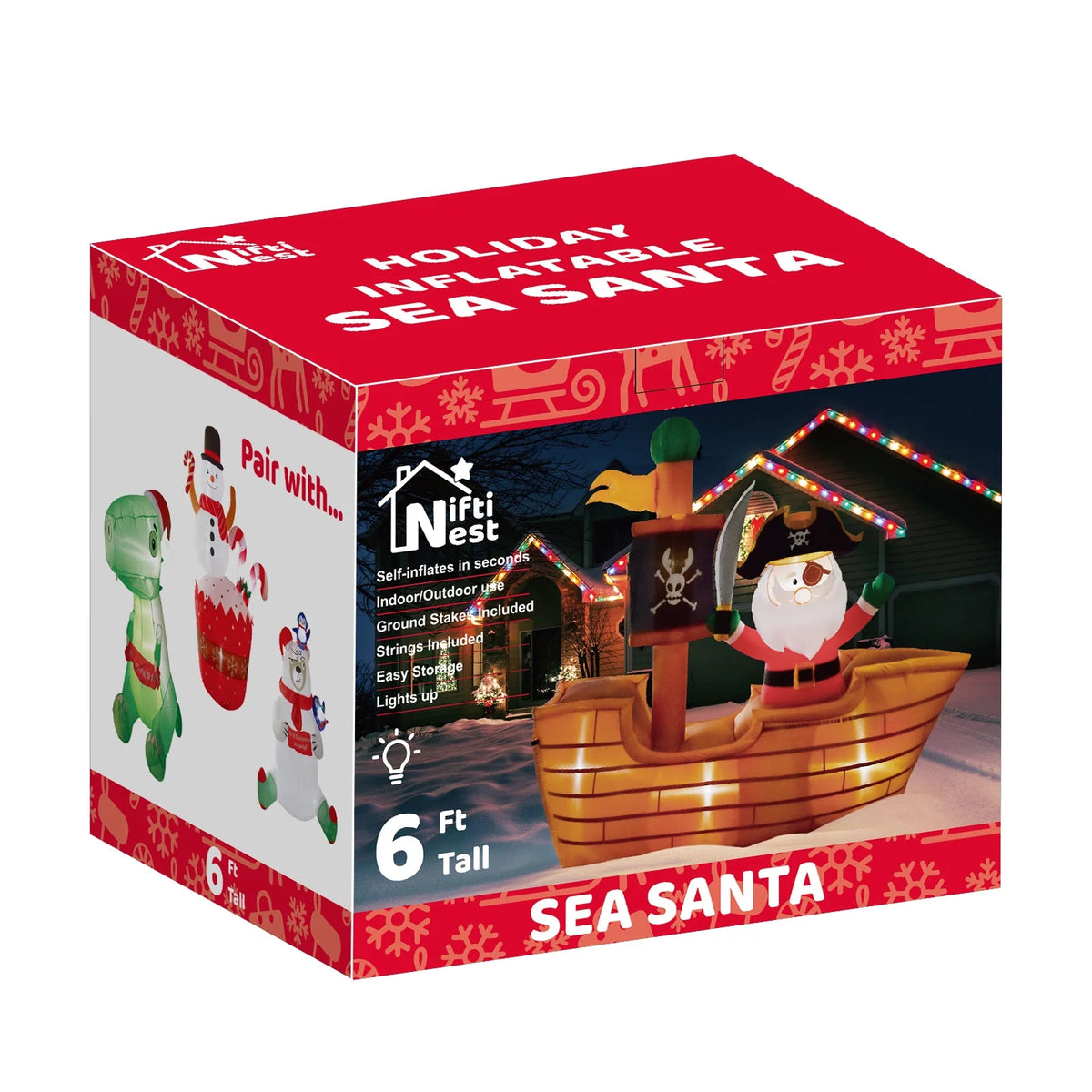6' Pirate Santa Christmas Inflatable P981