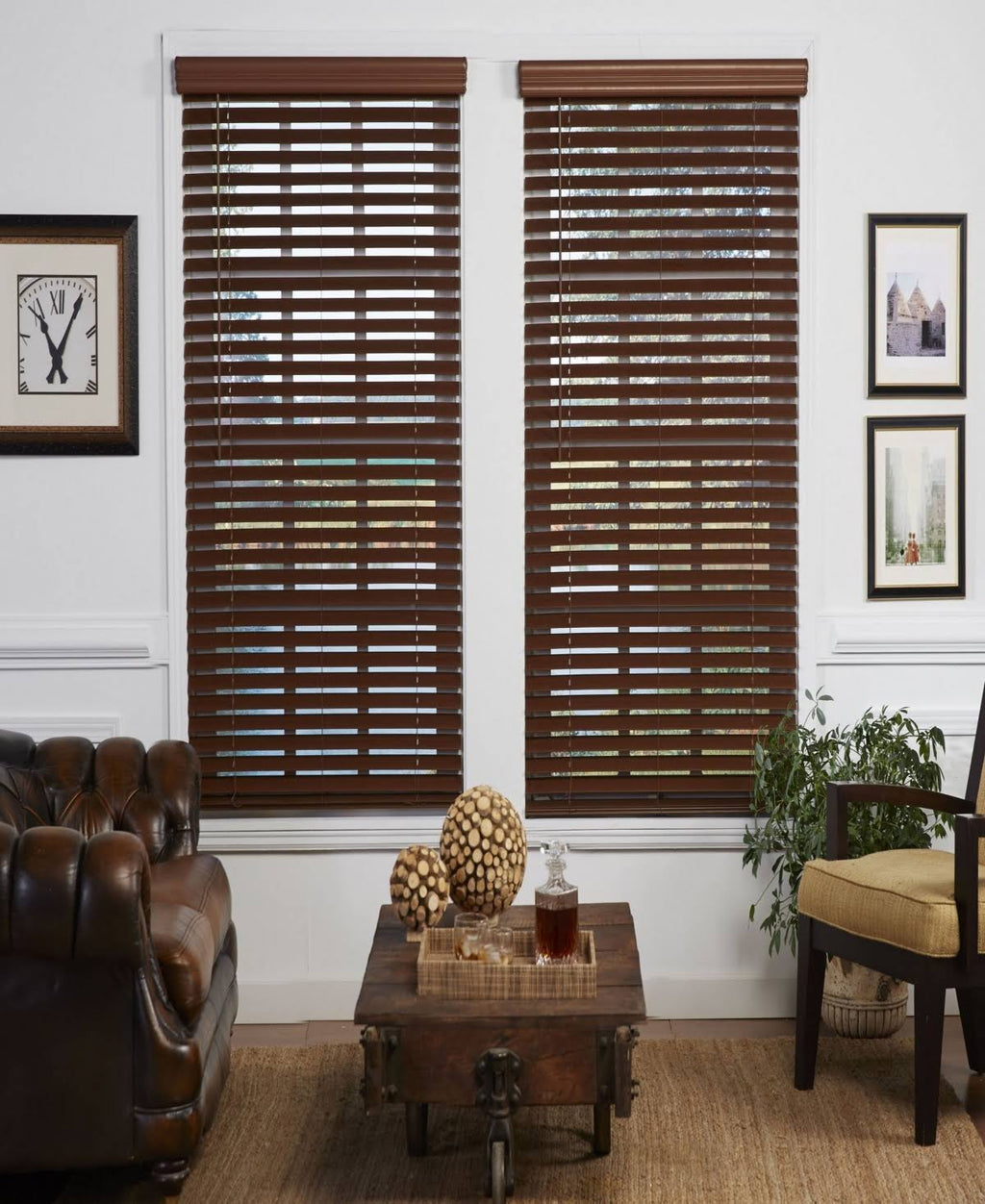 Dark Oak Cordless Faux Wood Venetian Blind M826