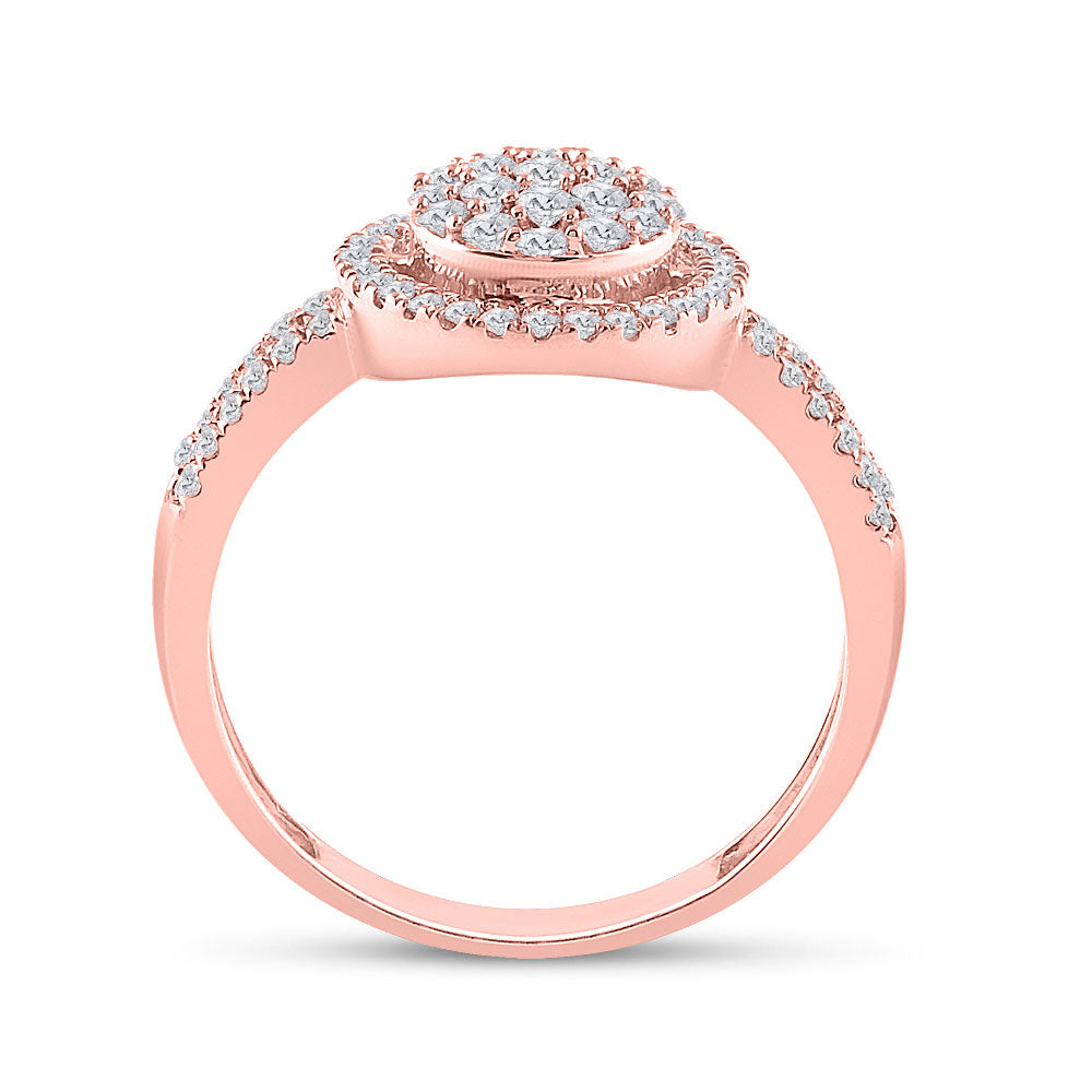 10kt Rose Gold Diamond Circle Cluster Ring 1/2 Cttw Size 7.5 R945