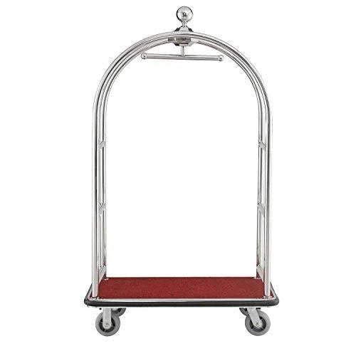 Silver Stainless Steel Bellman Cart with Rubber Casters A401