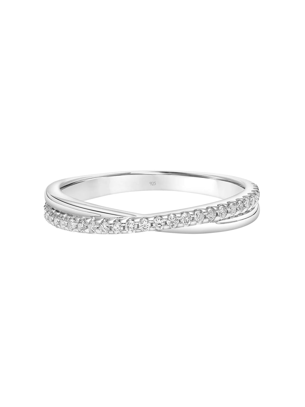 Sterling Silver Diamond Crossover Anniversary Ring O7694