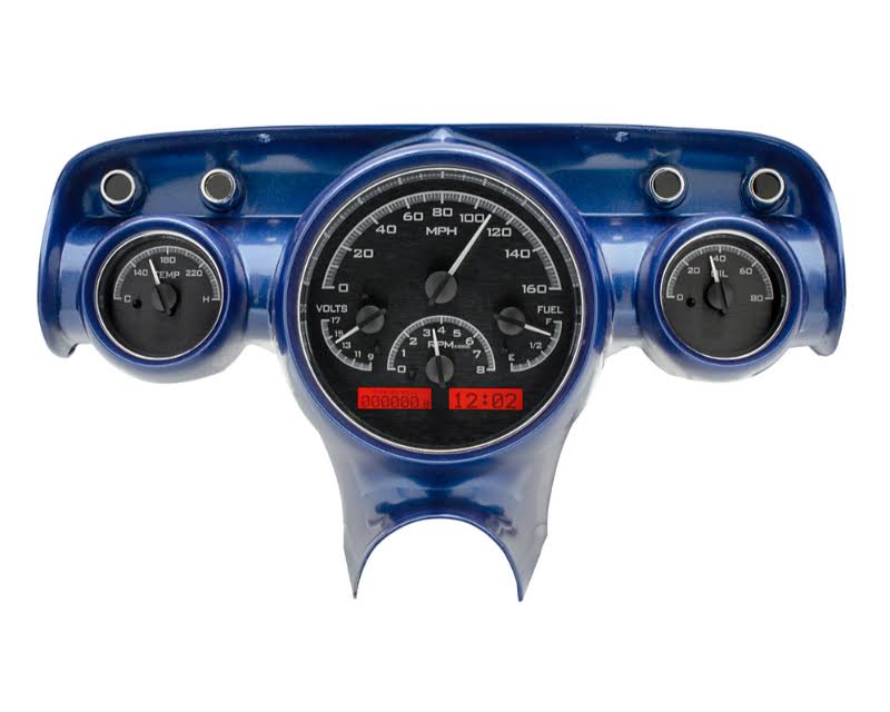 Analog Gauges System Black Alloy Red Kit R281