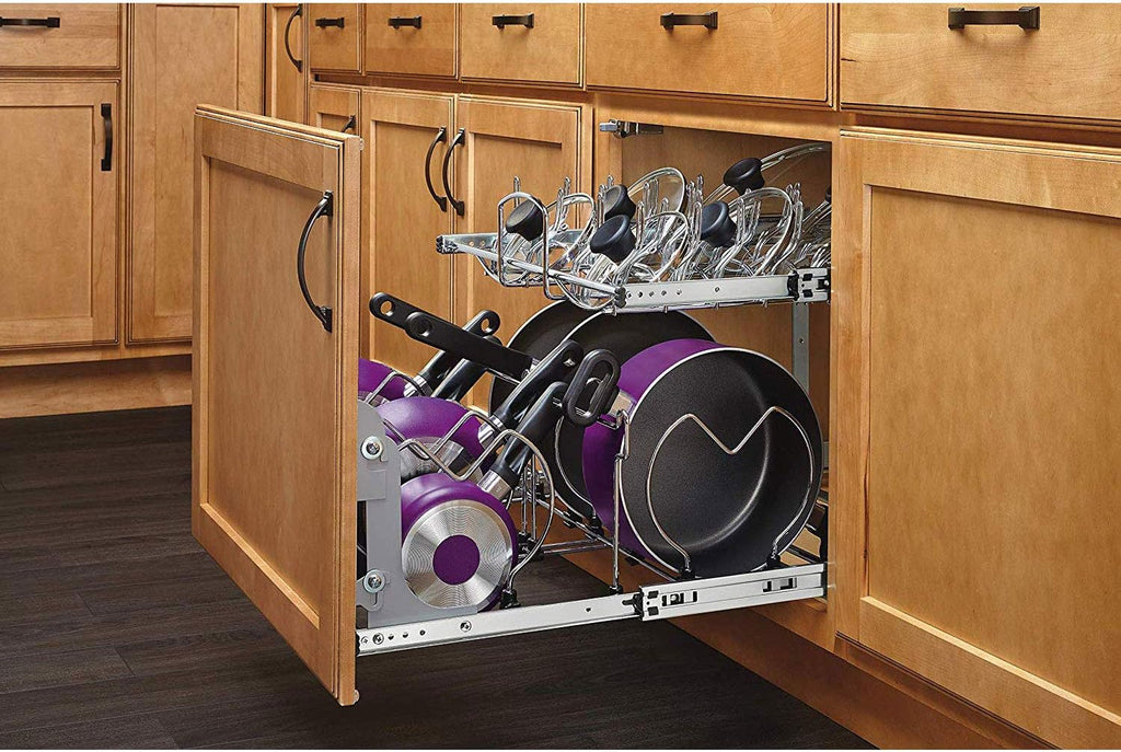 21-Inch 2-Tier Chrome Wire Pull Out Kitchen Cabinet Organizer E3335
