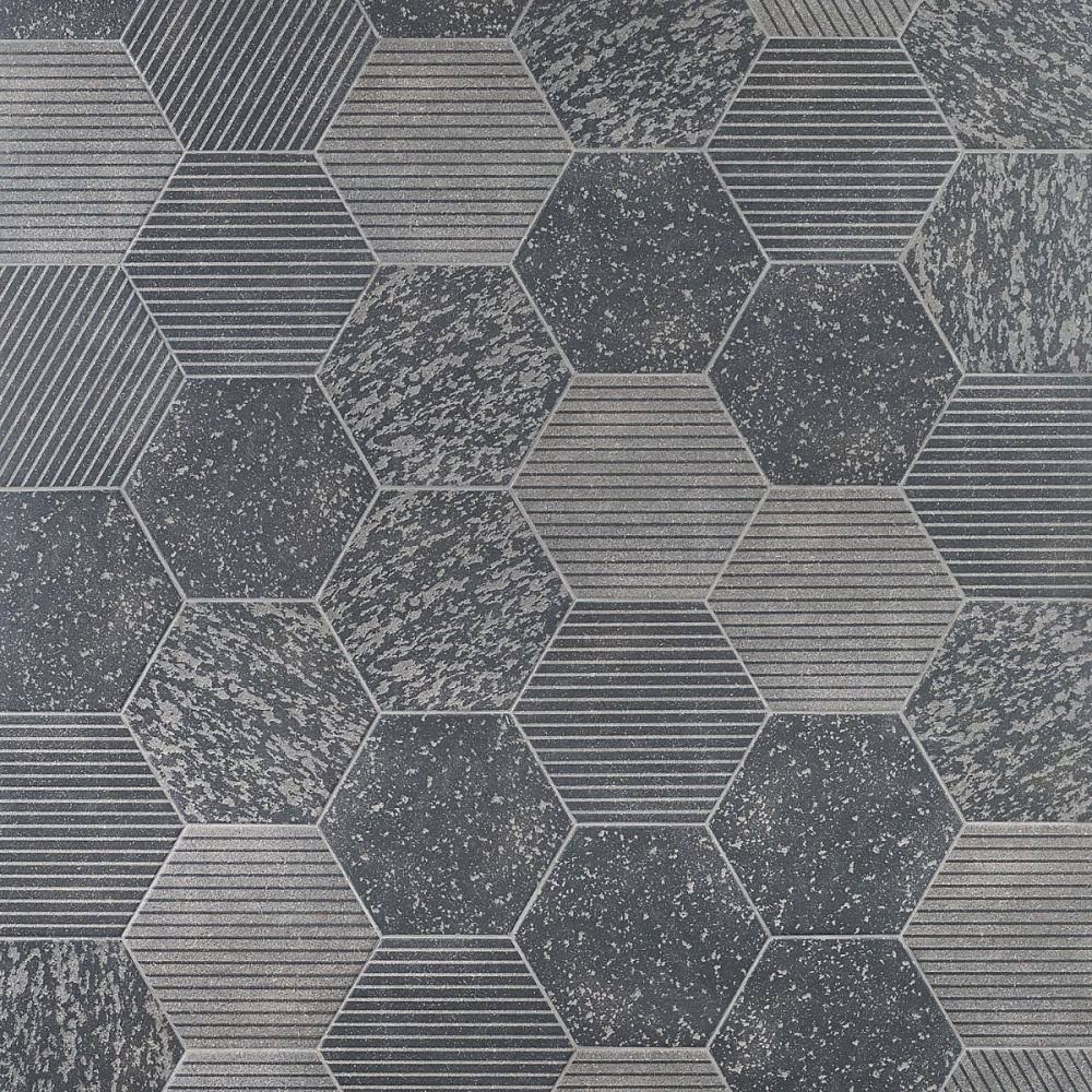 Black 9 in. Hex Matte Porcelain Floor and Wall Tile (20 Pieces 9.47 Sq. ft. / CASE) H909