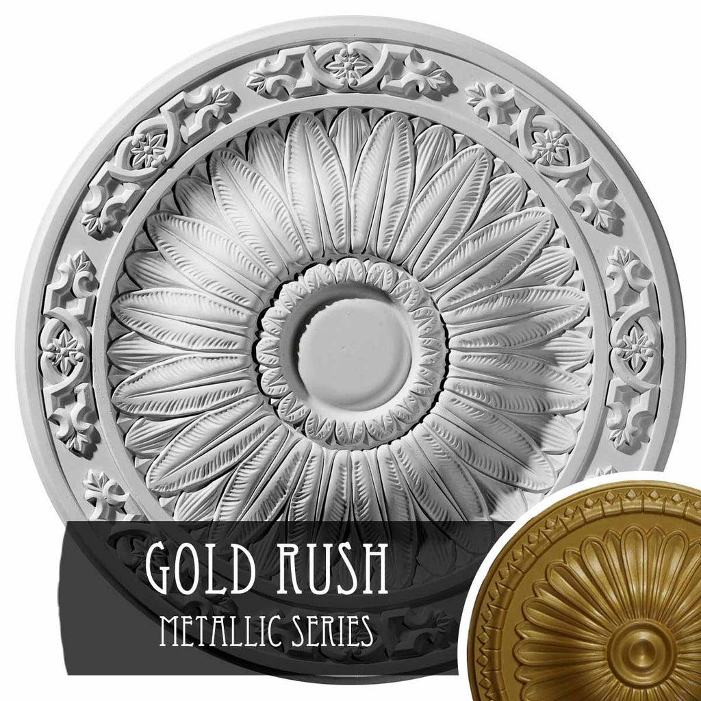 20 1/4 inch x 1 1/2 inch Hand-Painted Gold Ceiling Medallion V737