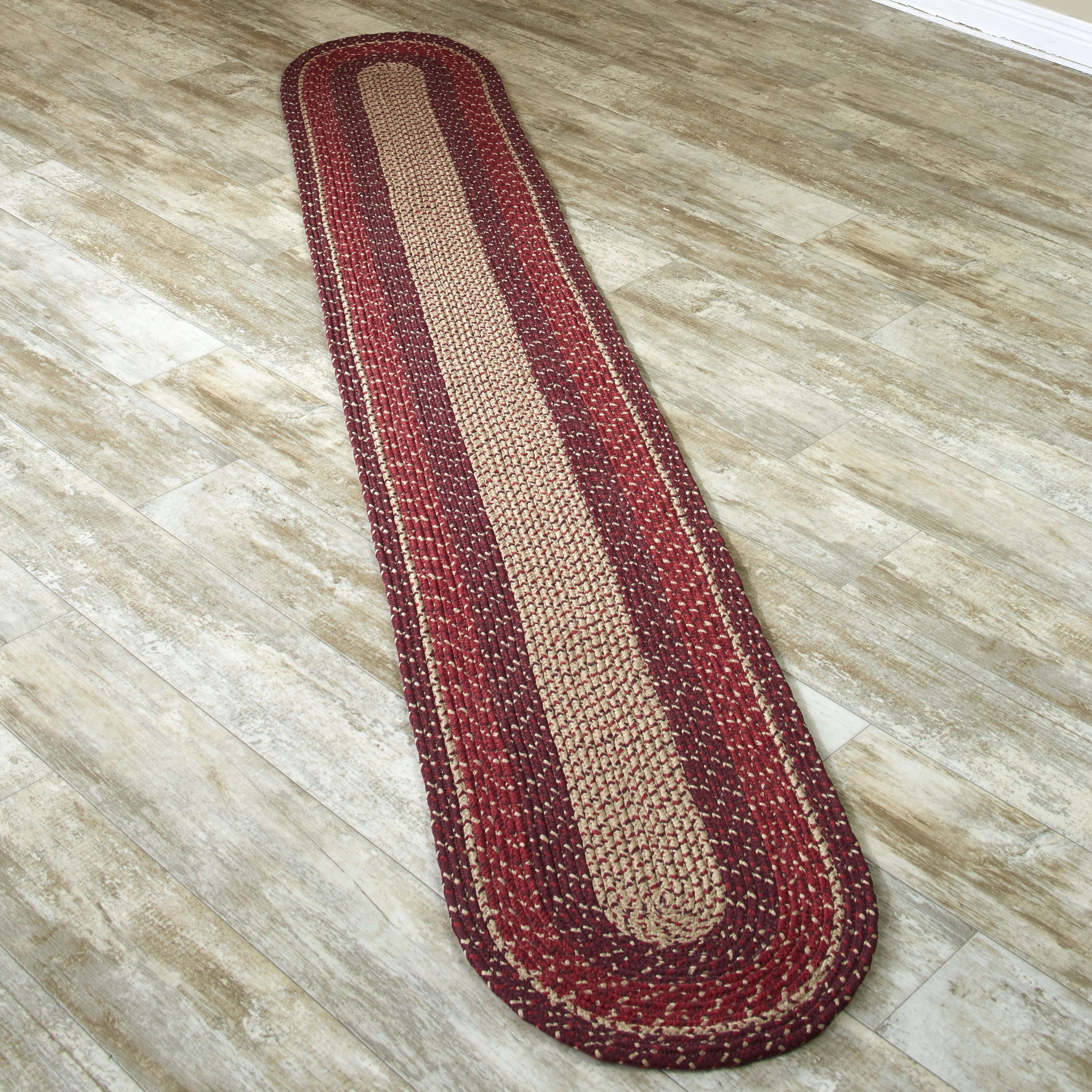 Burgundy Braided Runner Rug P917466