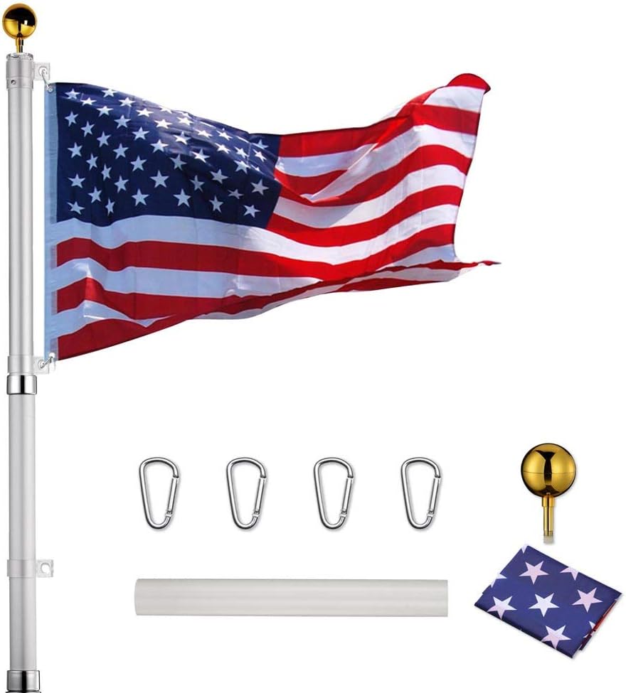 25FT Telescoping Aluminum Flagpole Kit with Tire Mount Base E98900