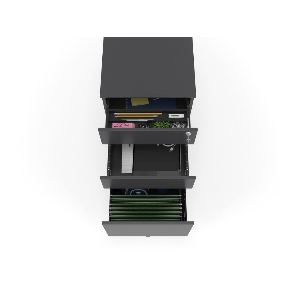 Charcoal Mobile Metal Filing Cabinet Pedestal X1507