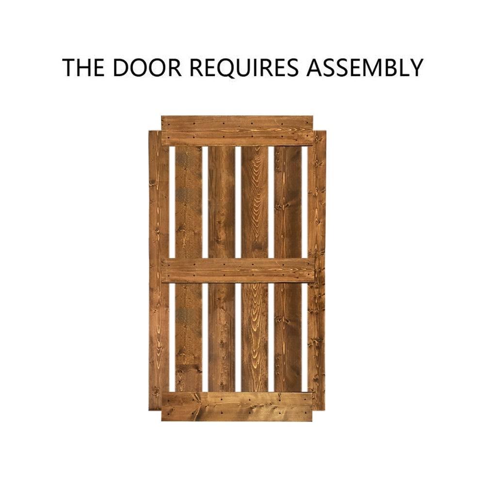 Walnut 2-Panel Stained Pine Wood Single Barn Door Z1042