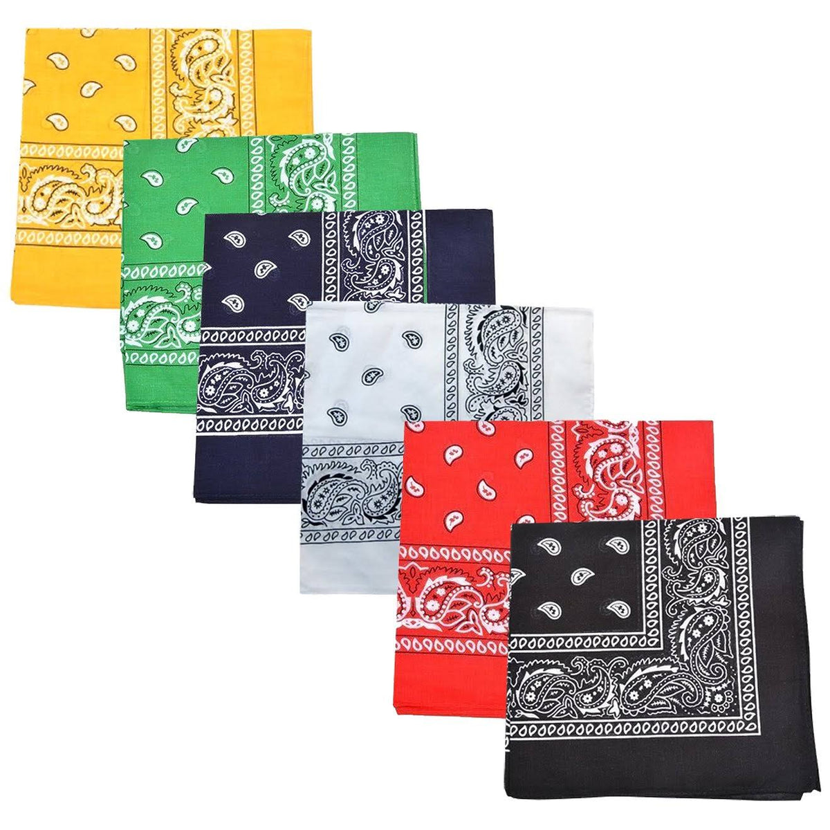 96 Pack 100% Cotton Double Sided Paisley Bandanas K1222