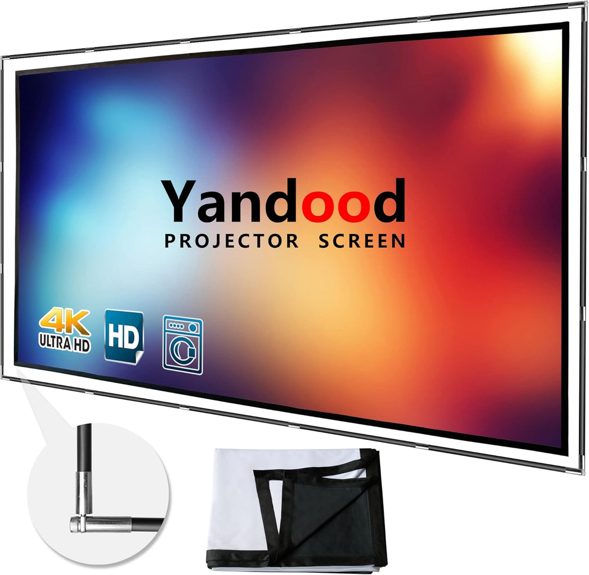 Foldable Projector Screen 120 inch 16:9 HD 4K Anti-Crease Black Backing Portable Projection Screen Pack of 2 M470
