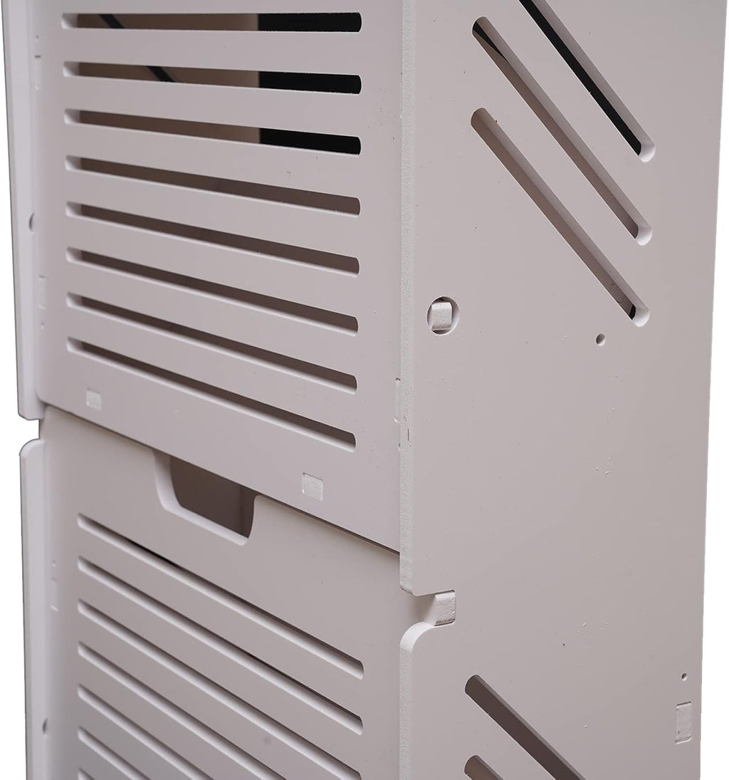 White 2 Tier Narrow Shoe Cabinet H718