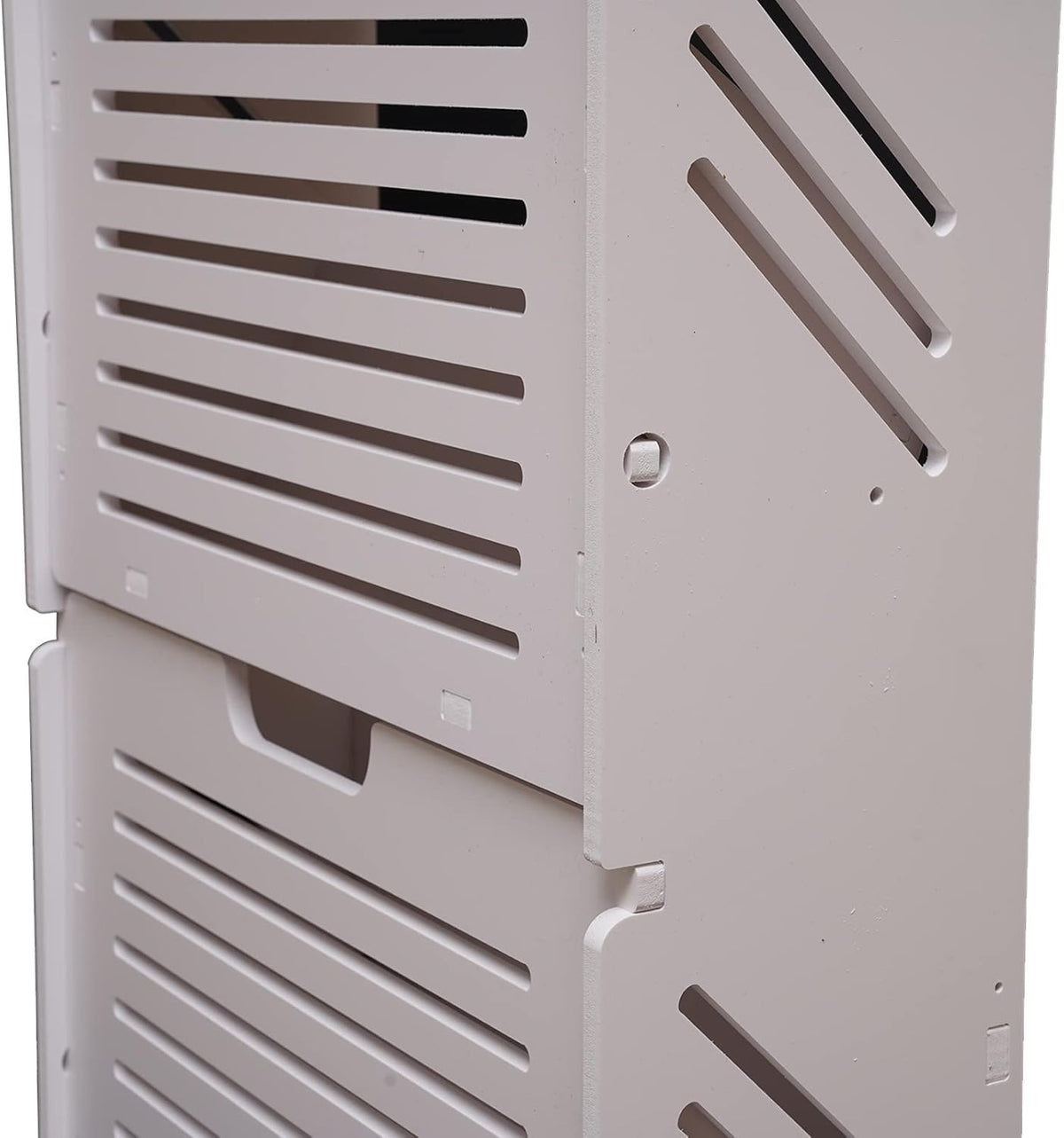 White 2 Tier Narrow Shoe Cabinet H718