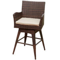 Brown Wicker Swivel Armed Barstool V1593