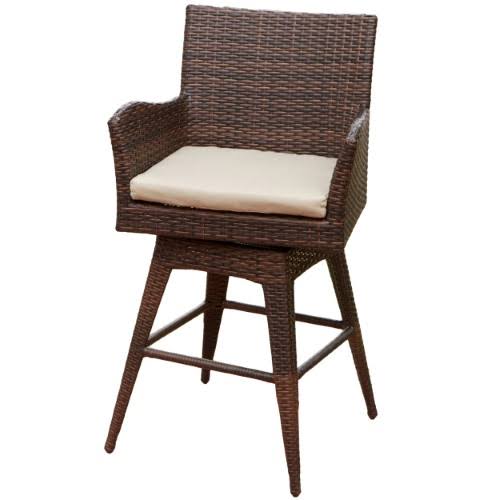 Brown Wicker Swivel Armed Barstool V1593
