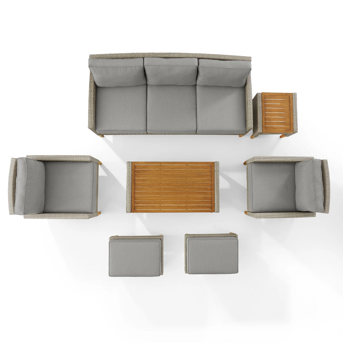 7 Pc Outdoor Wicker Sofa Set Gray U54182