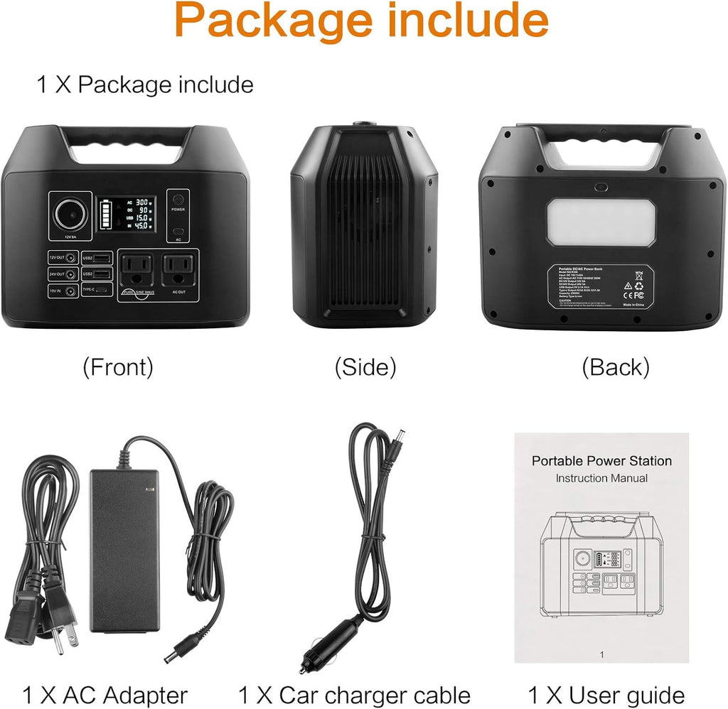 300W Portable Power Station 298Wh Lithium Battery with 8 Outputs F5206