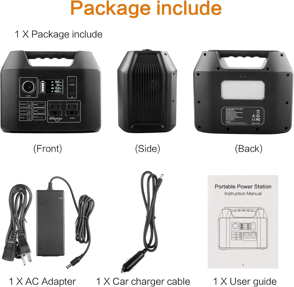 300W Portable Power Station 298Wh Lithium Battery with 8 Outputs F5206