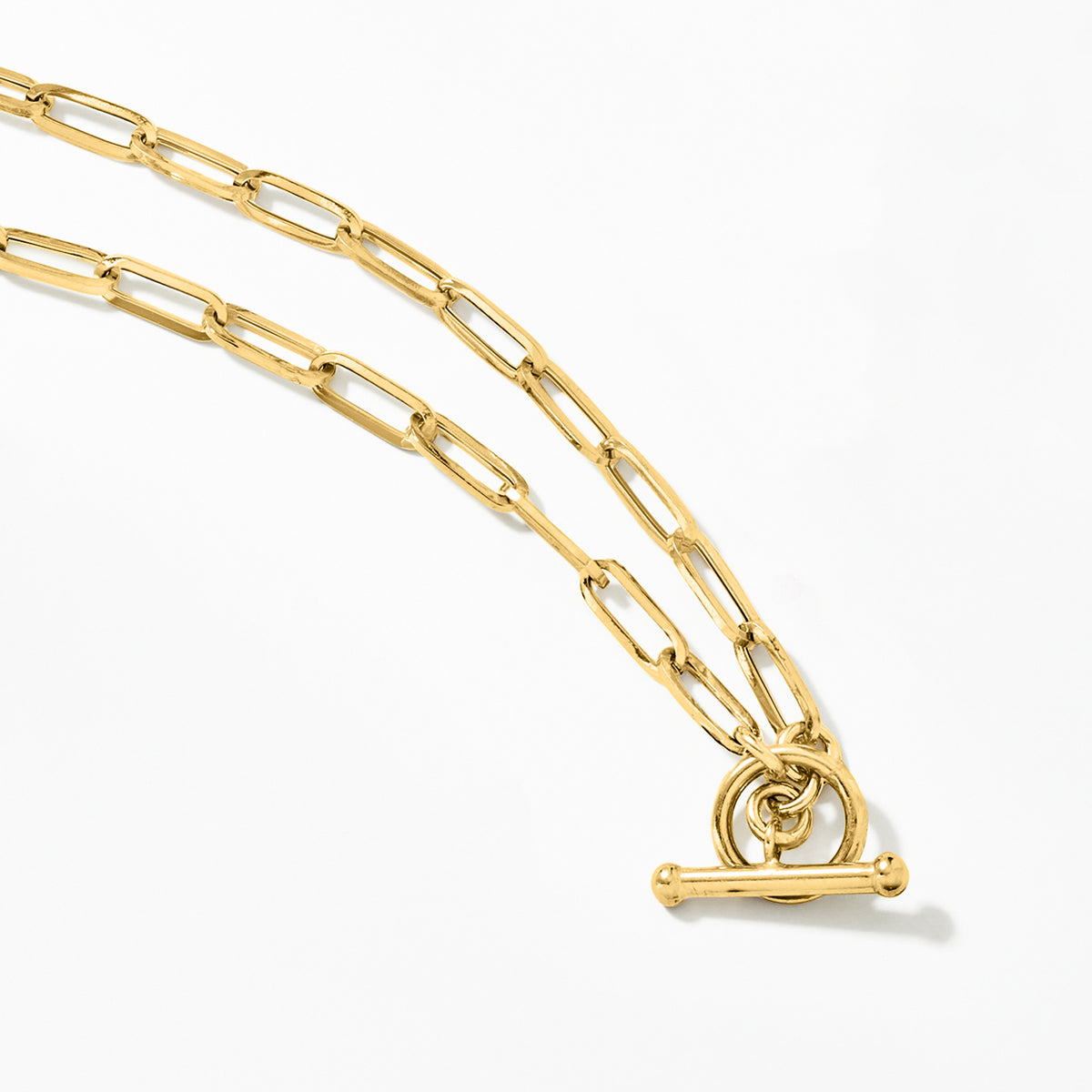 Italian 14kt Yellow Gold Paper Clip Link Toggle Necklace T833