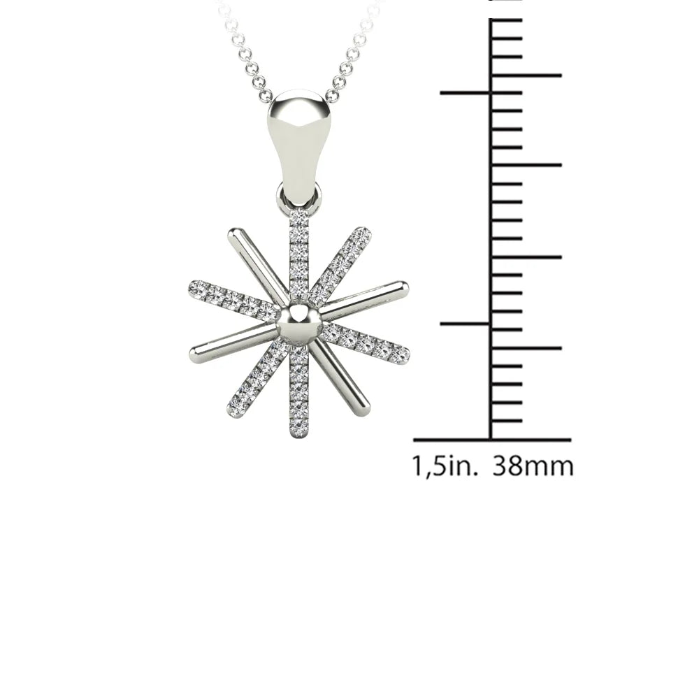 10K White Gold Diamond Starburst Pendant Necklace N8540
