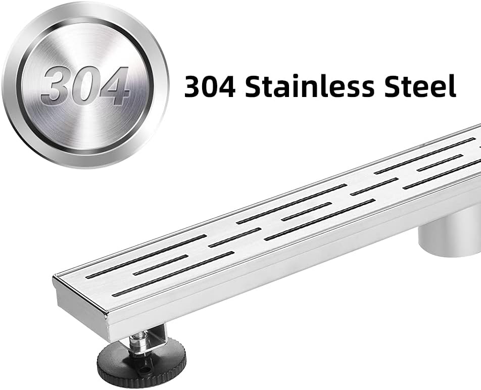 Brushed 304 Stainless Steel Linear Shower Drain 36 inch with Hair Catcher, Pack of 2 B44018