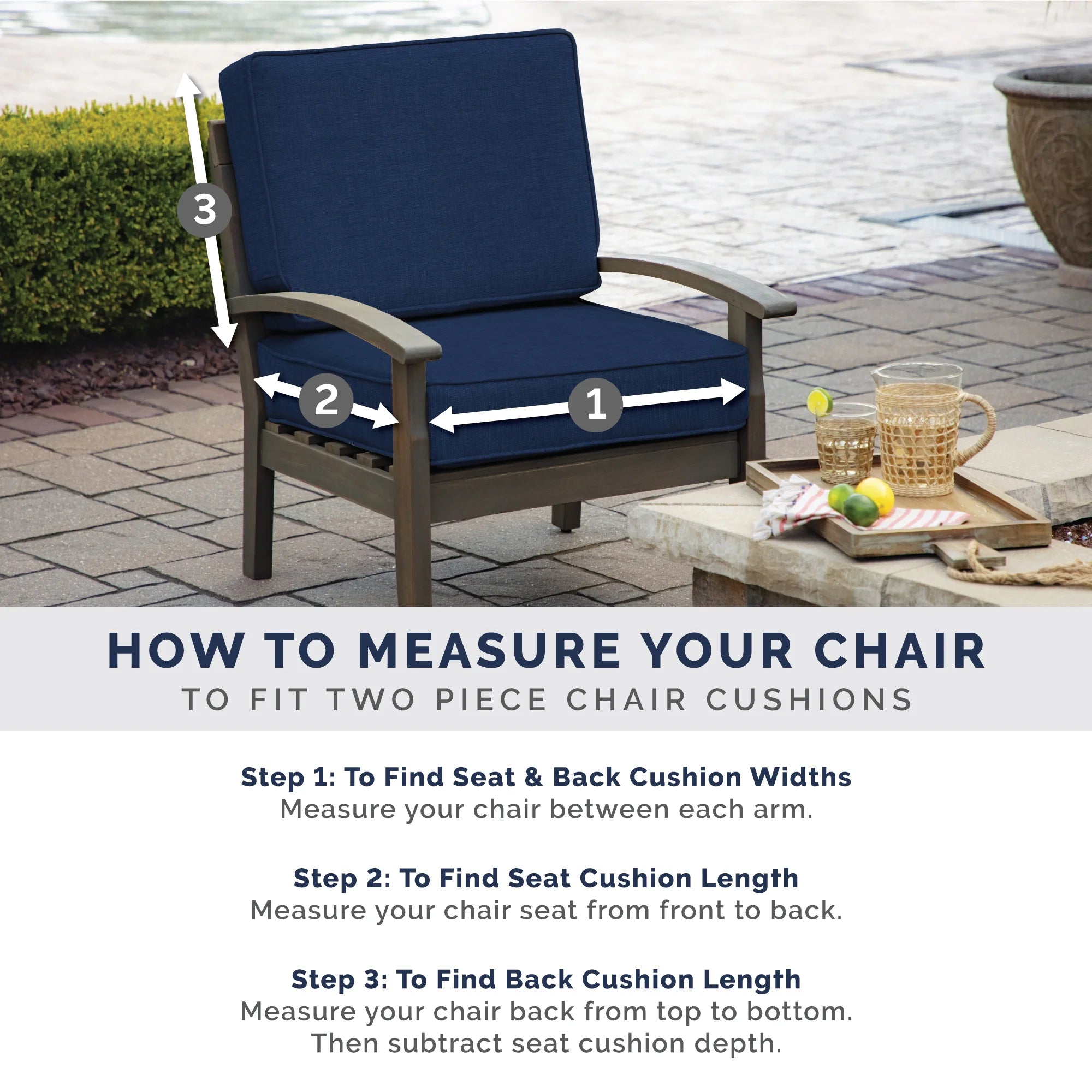 Outdoor Loveseat Cushion Set, 48 x 24, Water Repellent, Clark Blue M429