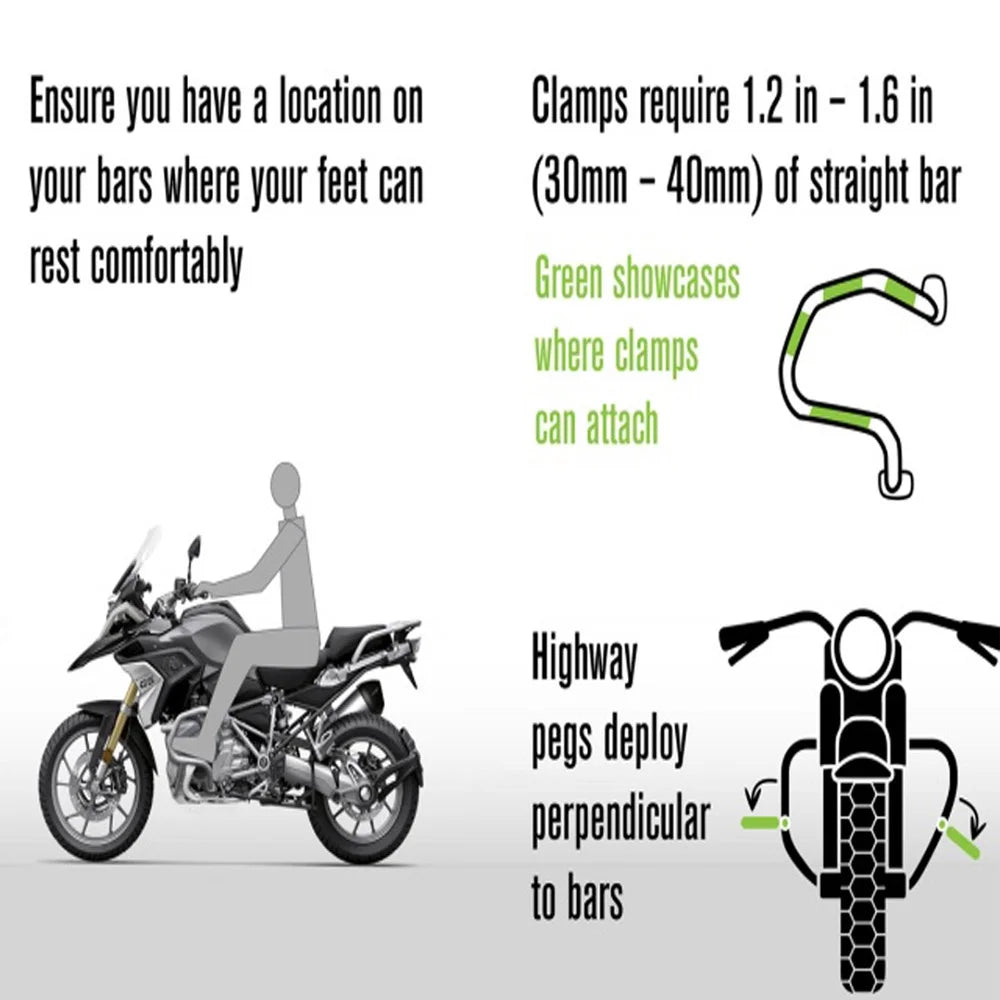 Universal Motorcycle 360 Rotatable Highway Crash Bar Foot Pegs S7081