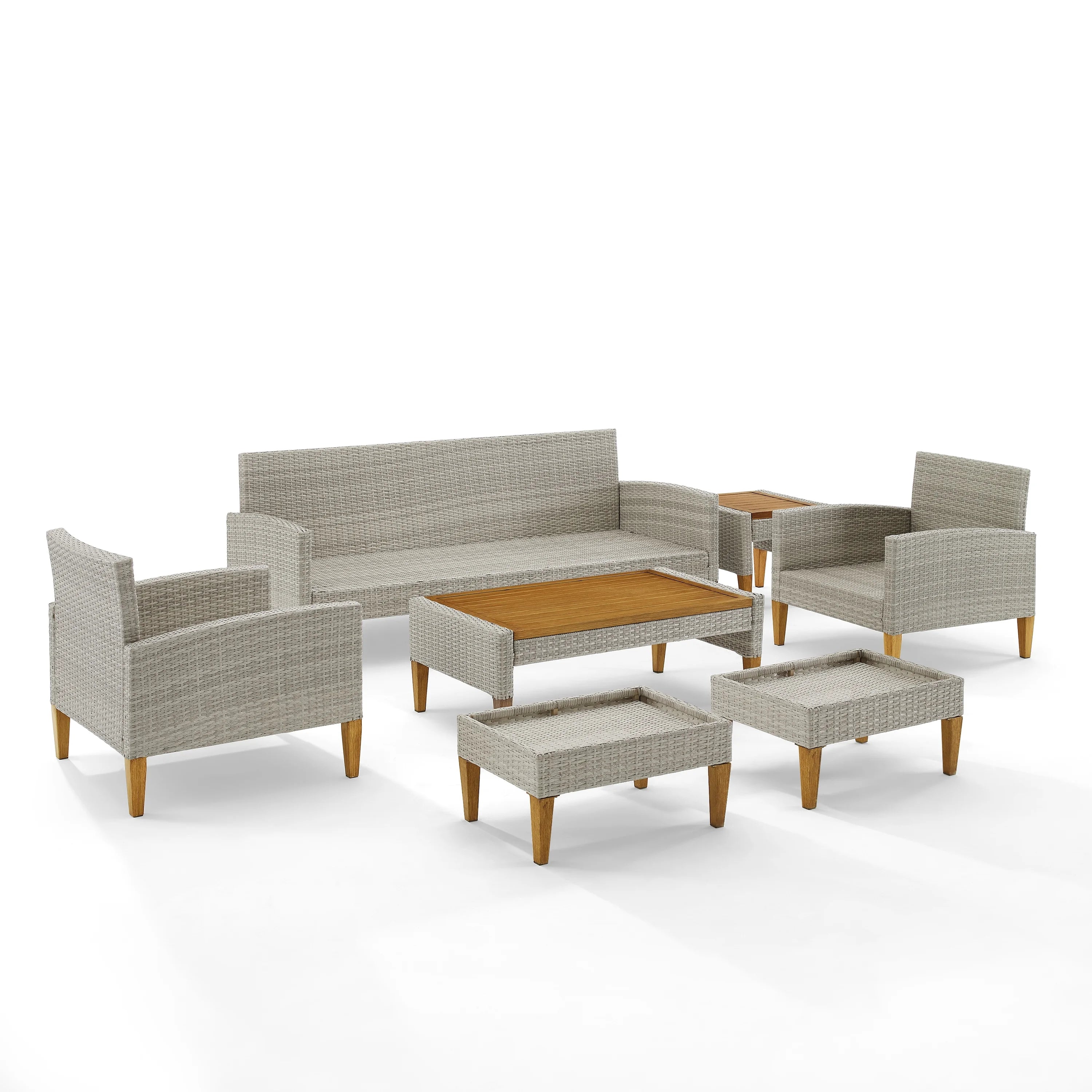 7 Pc Outdoor Wicker Sofa Set Gray U54182