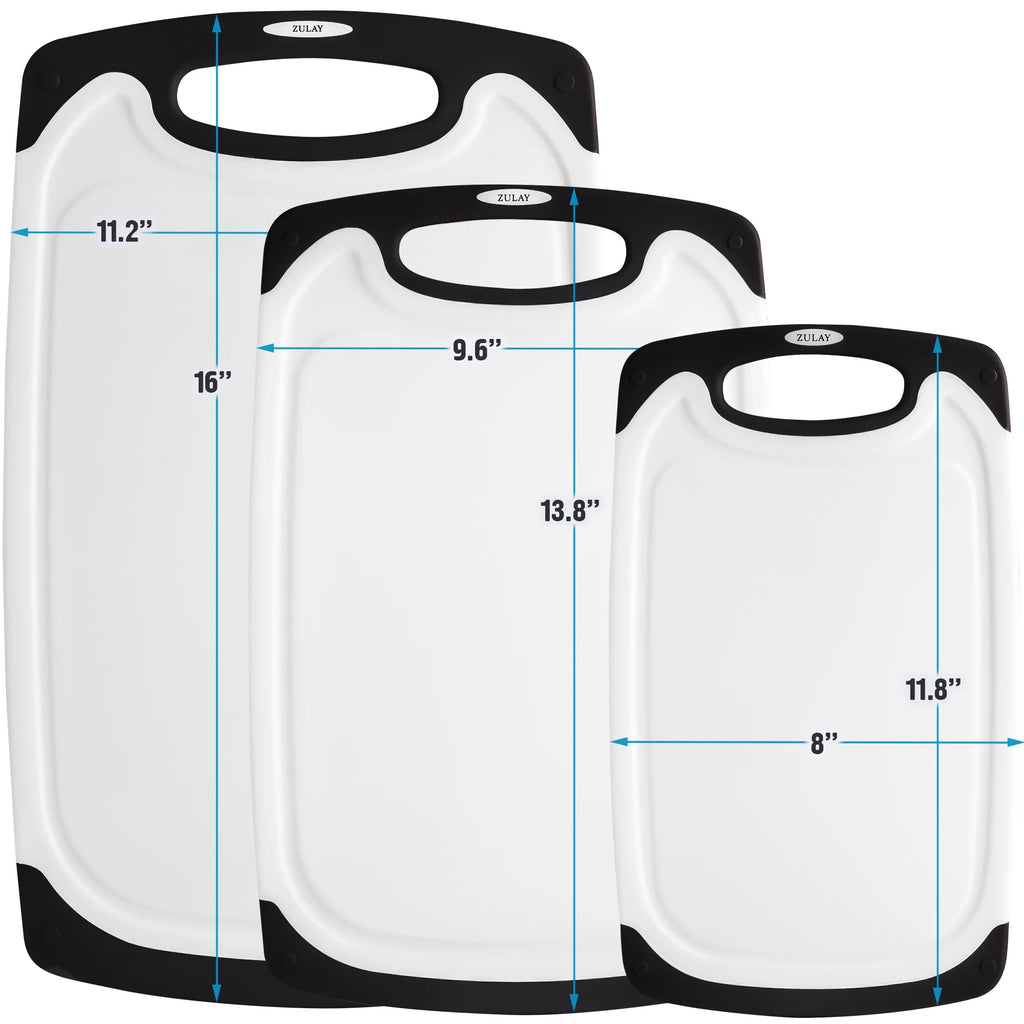 3-Piece Plastic Cutting Boards with Juice Grooves S5196