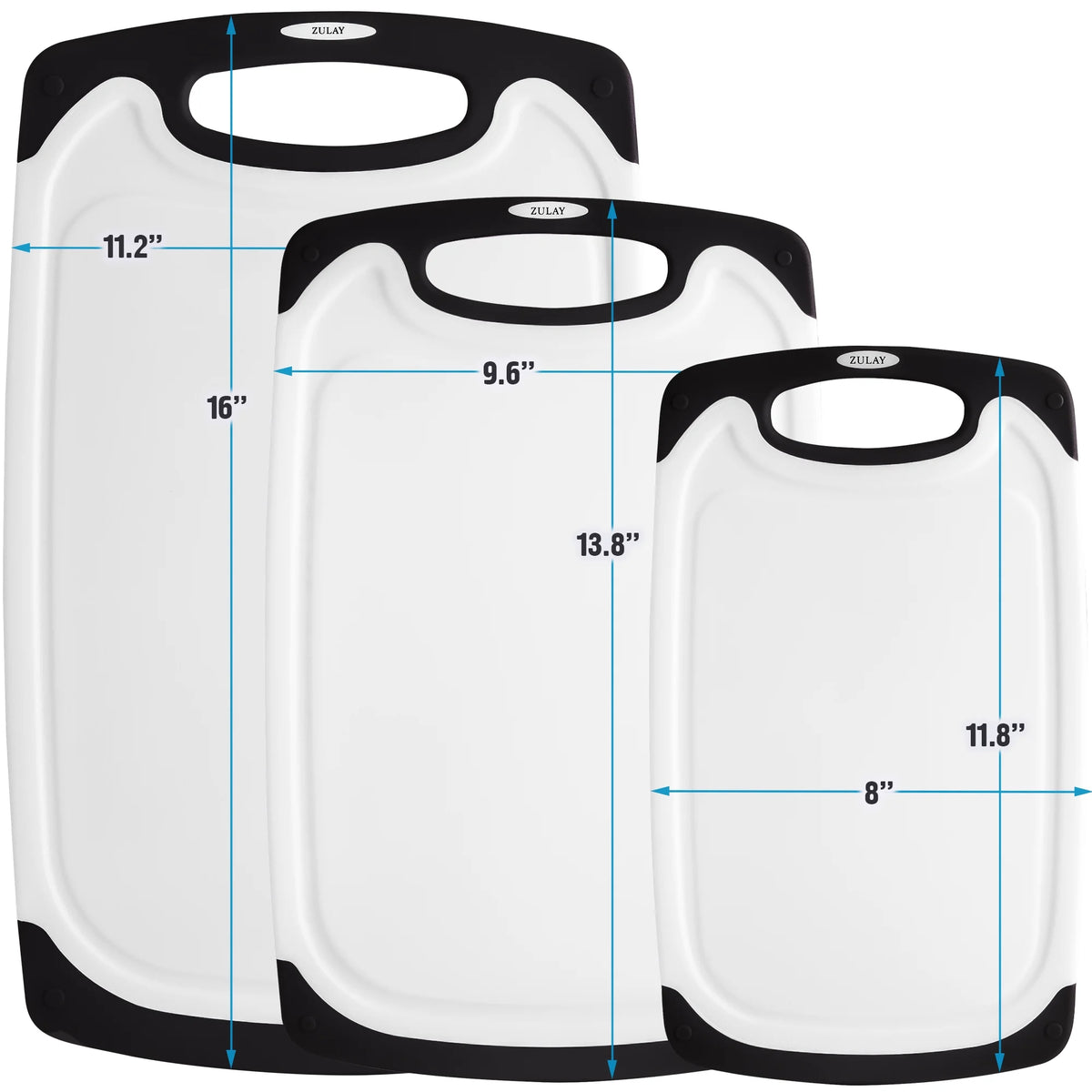 3-Piece Plastic Cutting Boards with Juice Grooves S5196