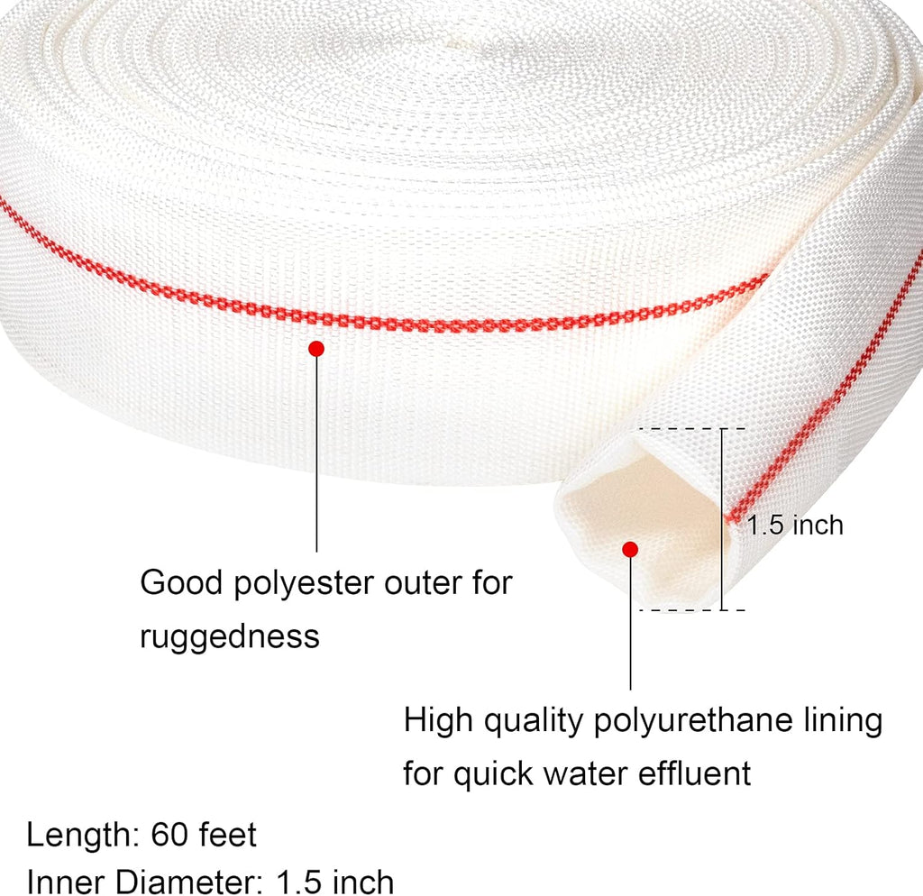 1-1/2" ID x 60 FT Lay Flat Backwash Hose, Pack of 2 M3744
