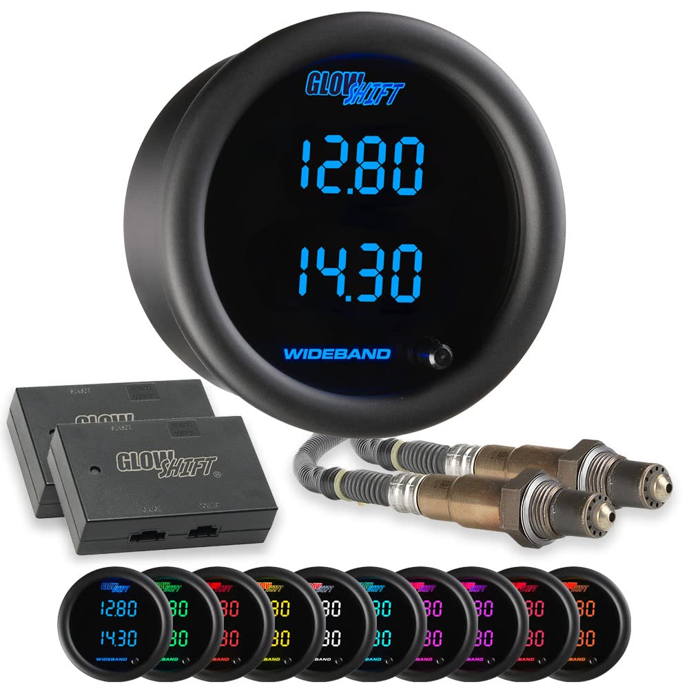 10 Color Digital Dual Wideband Air/Fuel Ratio AFR Gauge with Oxygen Sensors, 2-1/16" (52mm) C309824