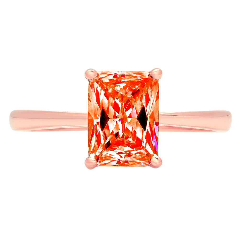 18k Rose Gold Emerald Cut Red Simulated Diamond Ring Size 8.75 X81238