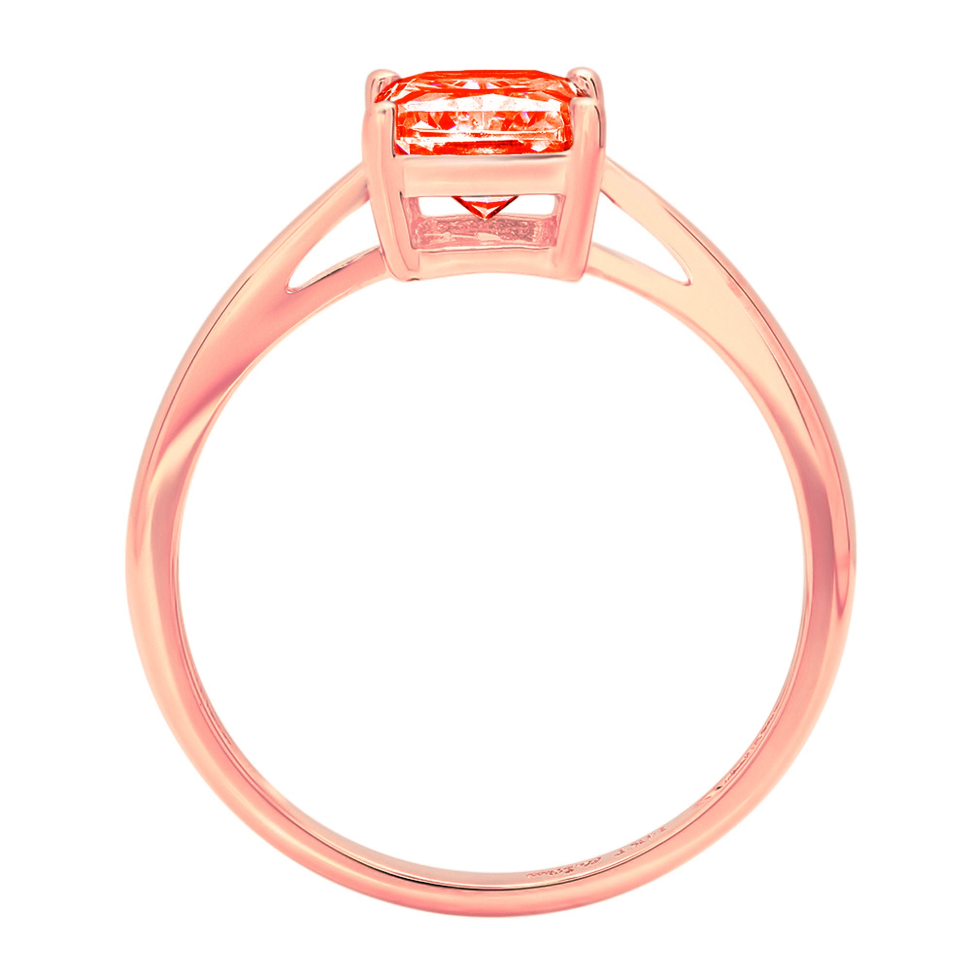18k Rose Gold Emerald Cut Red Simulated Diamond Ring Size 8.75 X81238