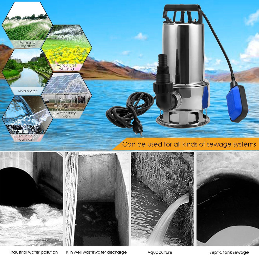 1.5 HP Stainless Steel Submersible Sump Pump with 15ft Cable and Float Switch X900