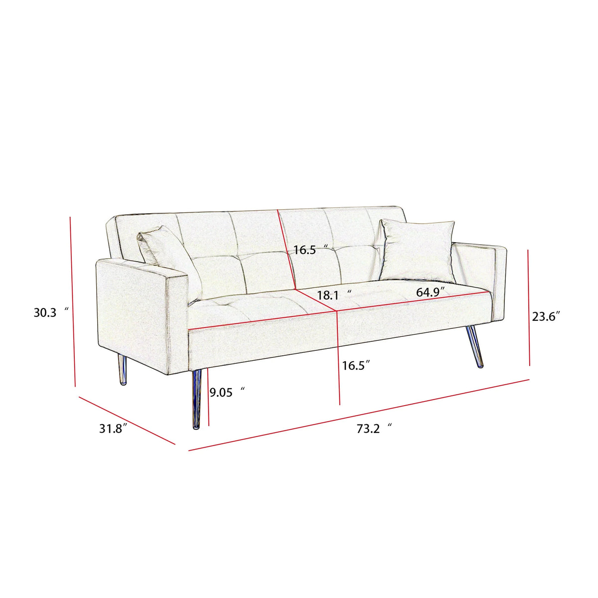 Convertible Fabric Folding Futon Sofa Bed G277