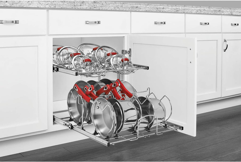 21-Inch 2-Tier Chrome Wire Pull Out Kitchen Cabinet Organizer E3335