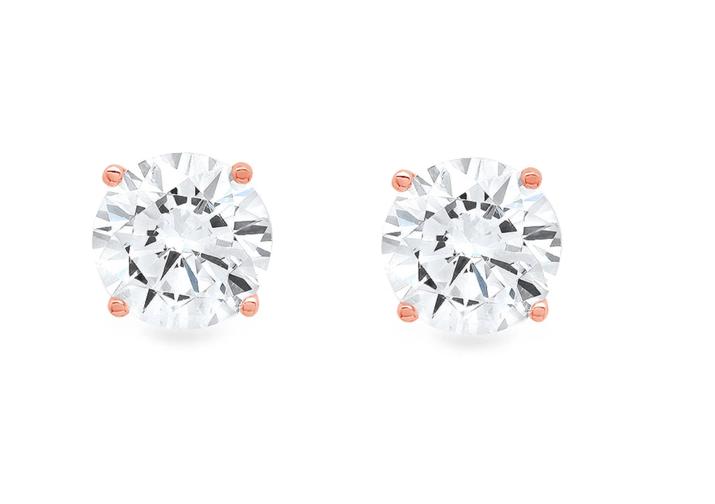 18K Rose Gold Diamond Stud Earrings X978048