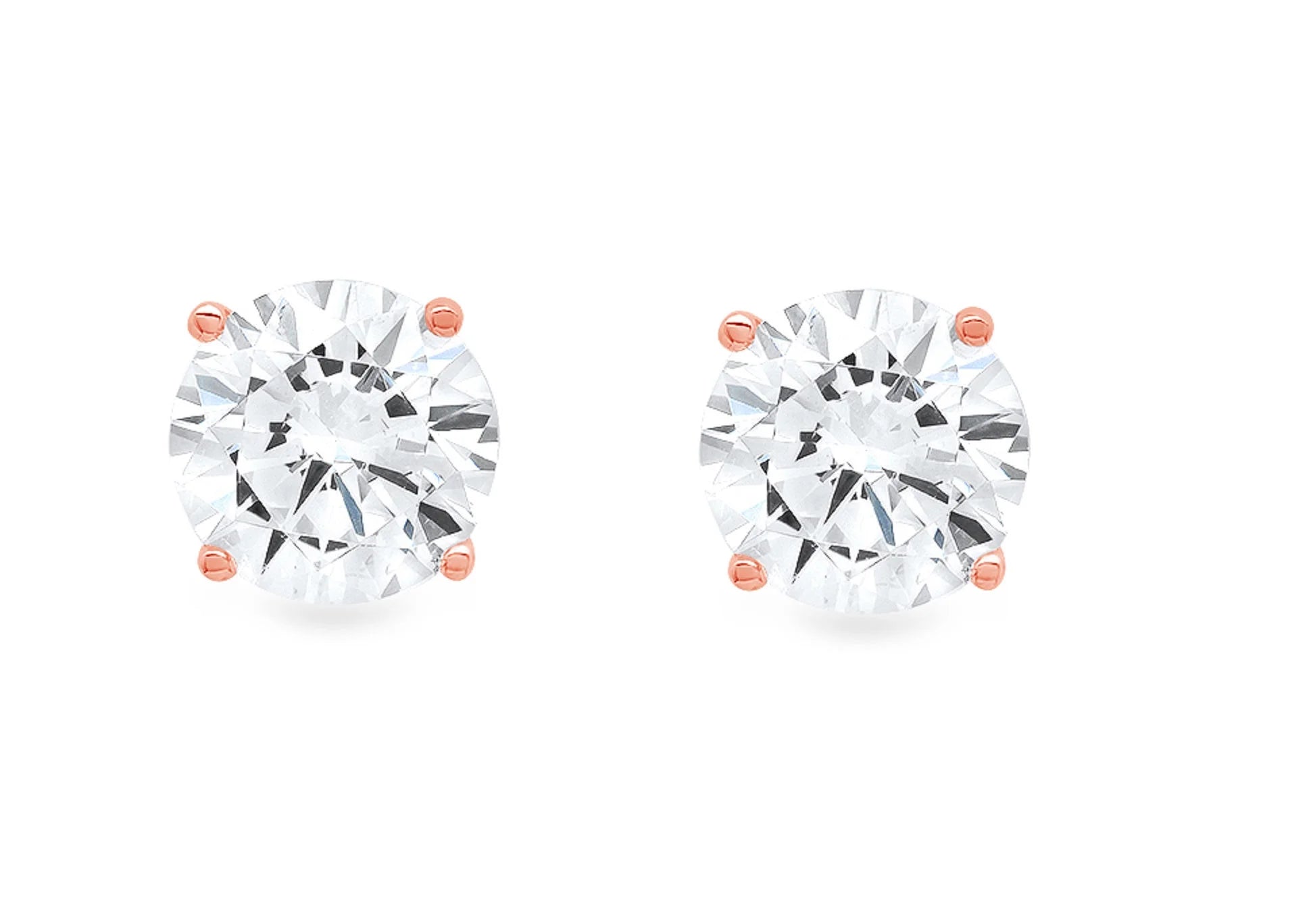 18K Rose Gold Diamond Stud Earrings X978048