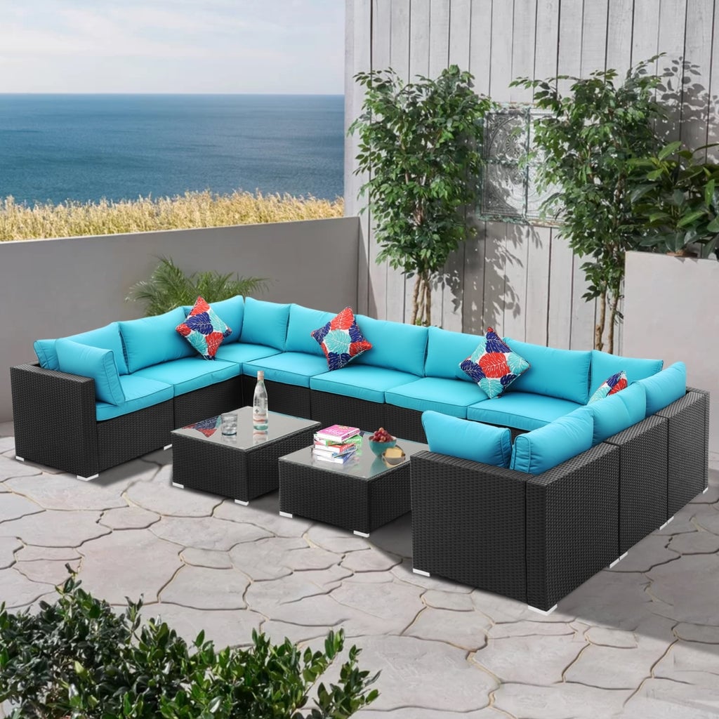 Antique White Rattan Sofa Sectional Set D9253