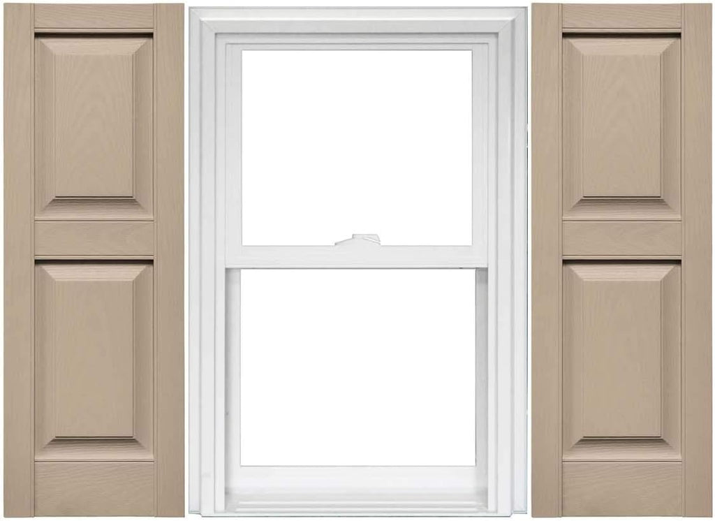 Raised Panel Vinyl Shutters (1 Pair) - 14.75 x 75 Musket Brown J865383