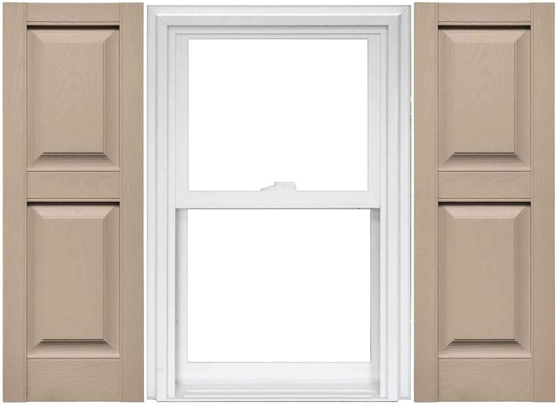 Raised Panel Vinyl Shutters (1 Pair) - 14.75 x 75 Musket Brown J865383