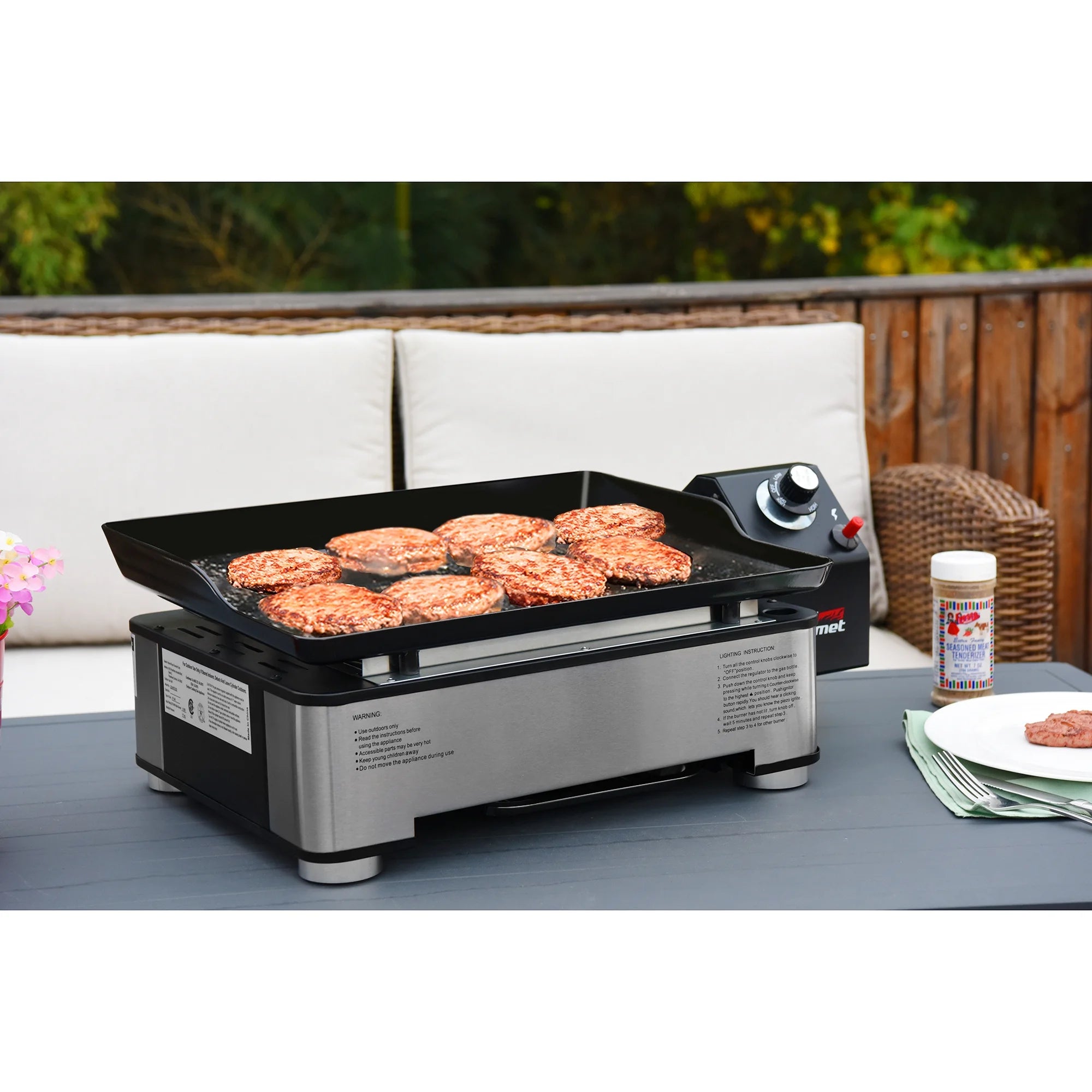 18" Portable Table Top Gas Grill Griddle E651871