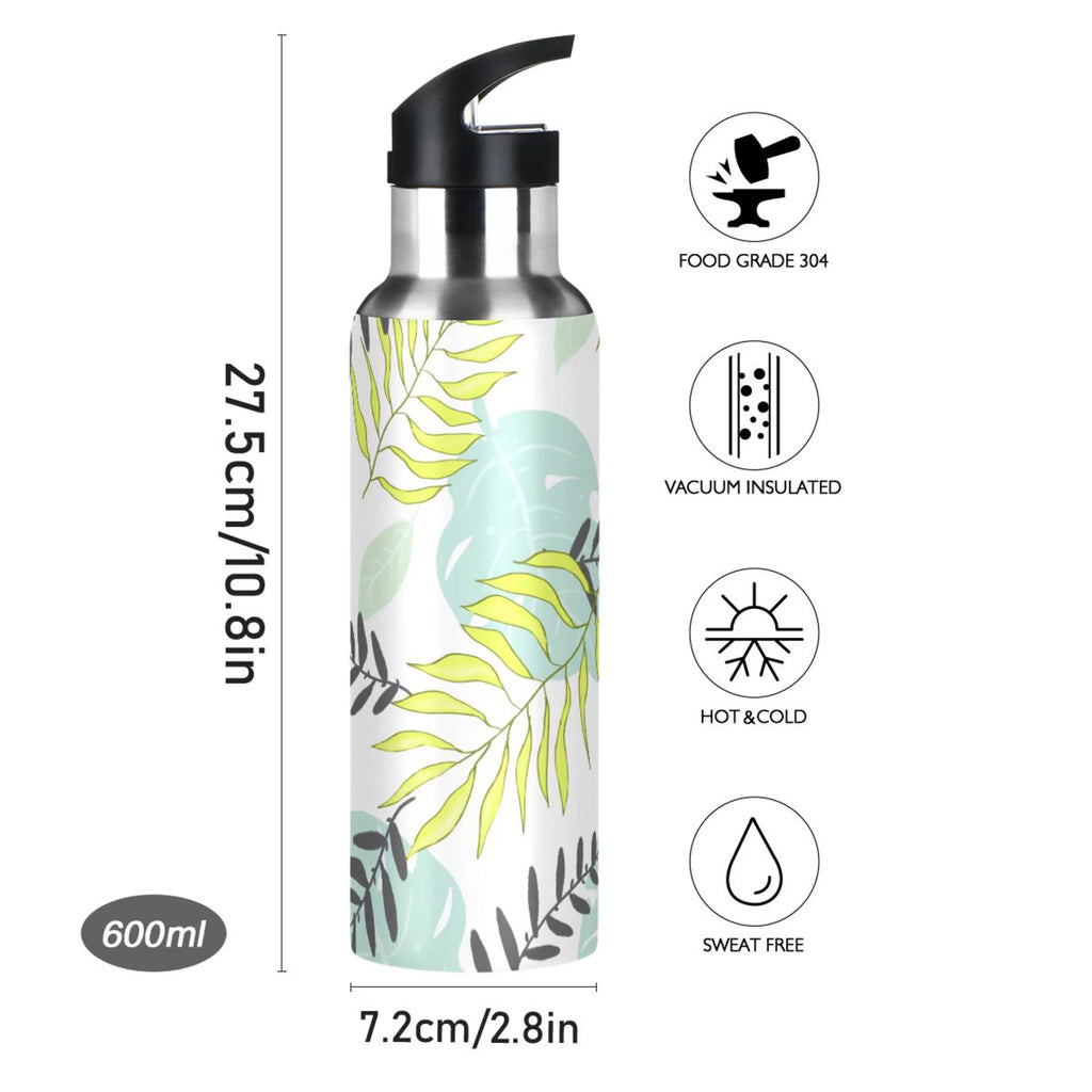 Stainless Steel Insulated Thermos Vacuum Flask Water Bottle with Straw Lid Y211844