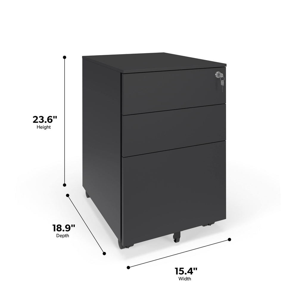 Charcoal Mobile Metal Filing Cabinet Pedestal X1507
