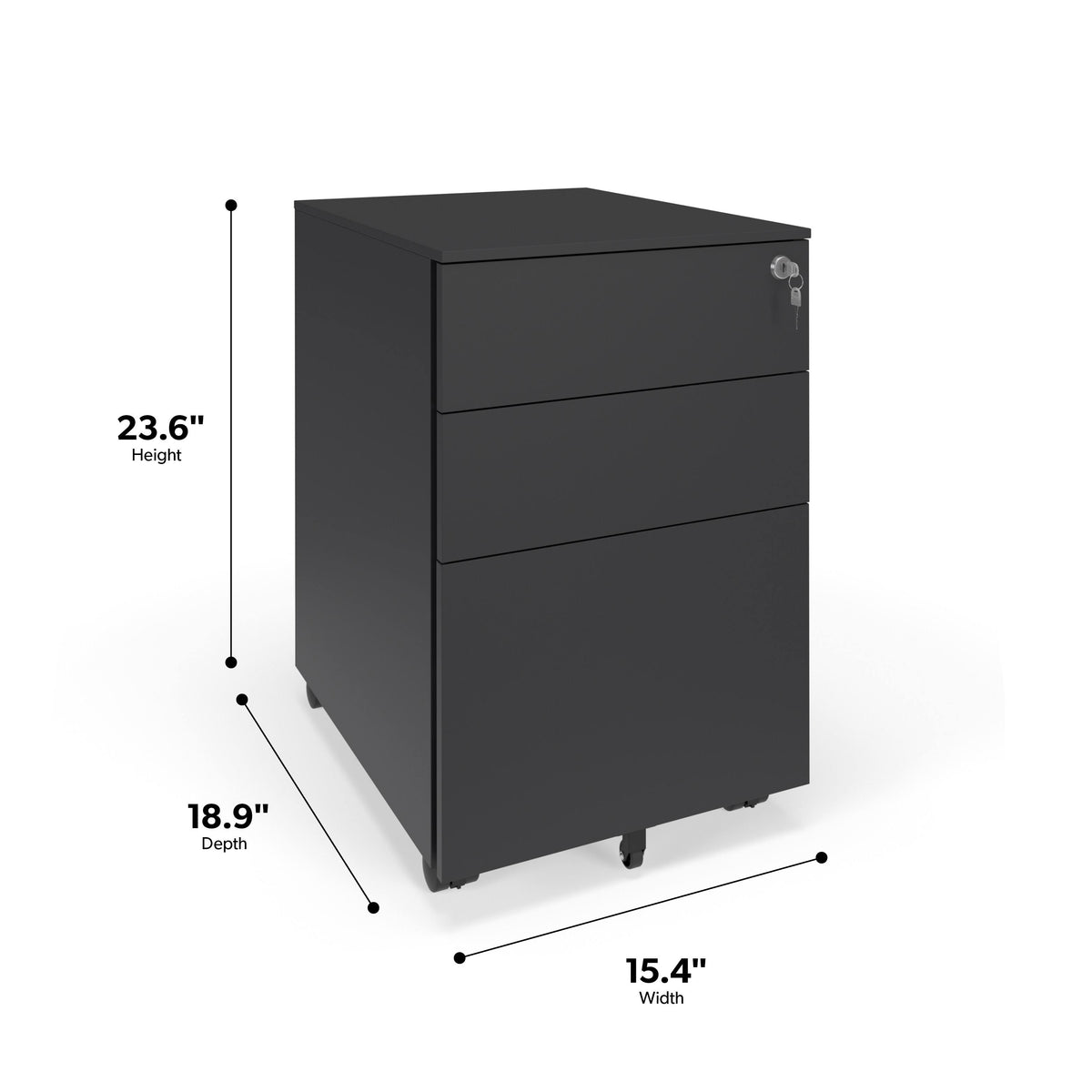 Charcoal Mobile Metal Filing Cabinet Pedestal X1507